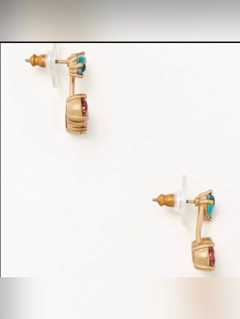 NWT kate spade Ma Cherie 🍒 Crystal Stud Earrings with Red + Green crystals.